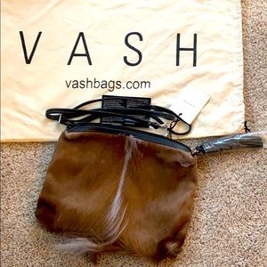 VASH calf hair and black leather bag. NEW